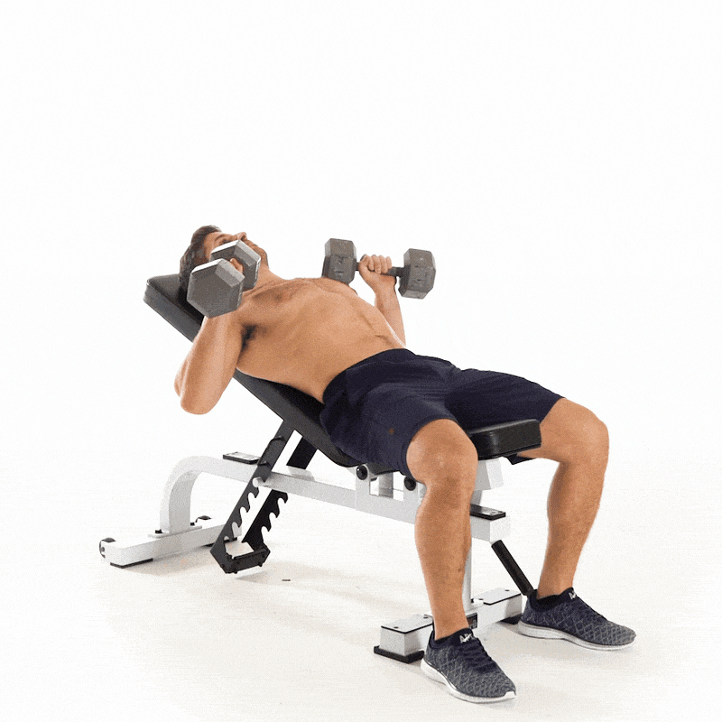 Dumbbell chest press on a bench