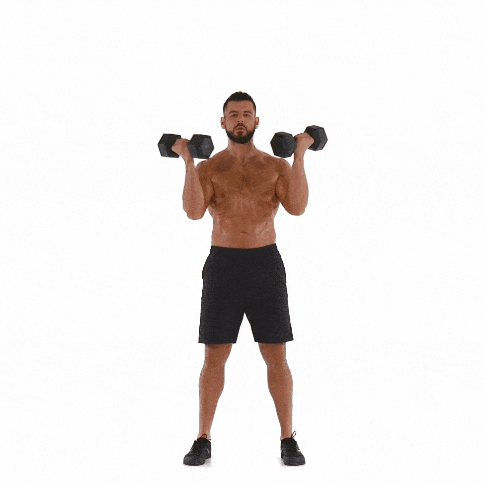 Standing dumbbell shoulder press